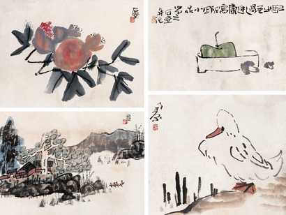 陈子庄 杂画（十帧） 镜心